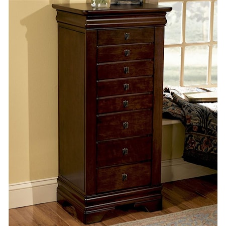 Traditional Jewelry Armoire with Felt-Lined Drawers