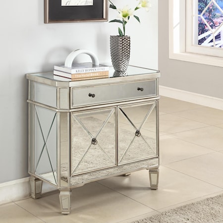 Mirrored 1 Drawer, 2 Door Console