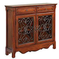 2 Door Light Cherry Console Cabinet with 2 Drawers