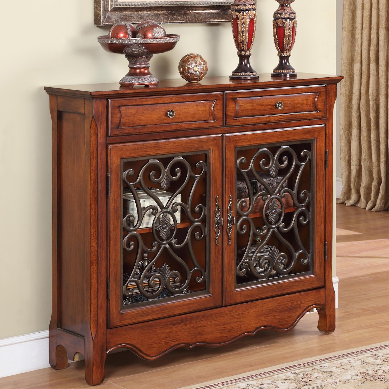 Powell Accents Light Cherry Console Cabinet