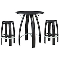 Industrial 3-Piece Bar Height Pub Table Set with Metal Accents