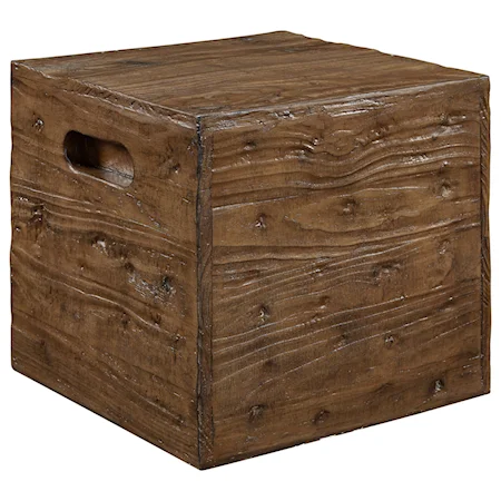 Rustic Crate End Table with Side Handles