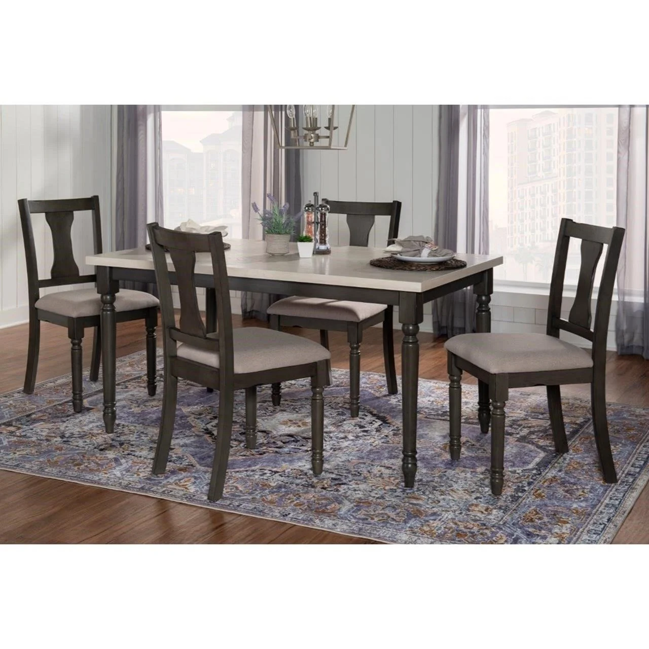 Powell Willow 19D8214GPC5 Rustic 5Piece Dining Set Furniture and