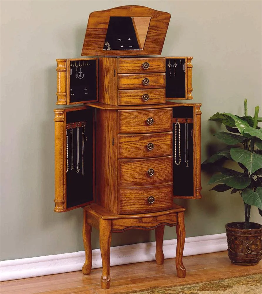 Distressed Jewelry Armoire Powell Woodland Oak 604-315 Jewelry