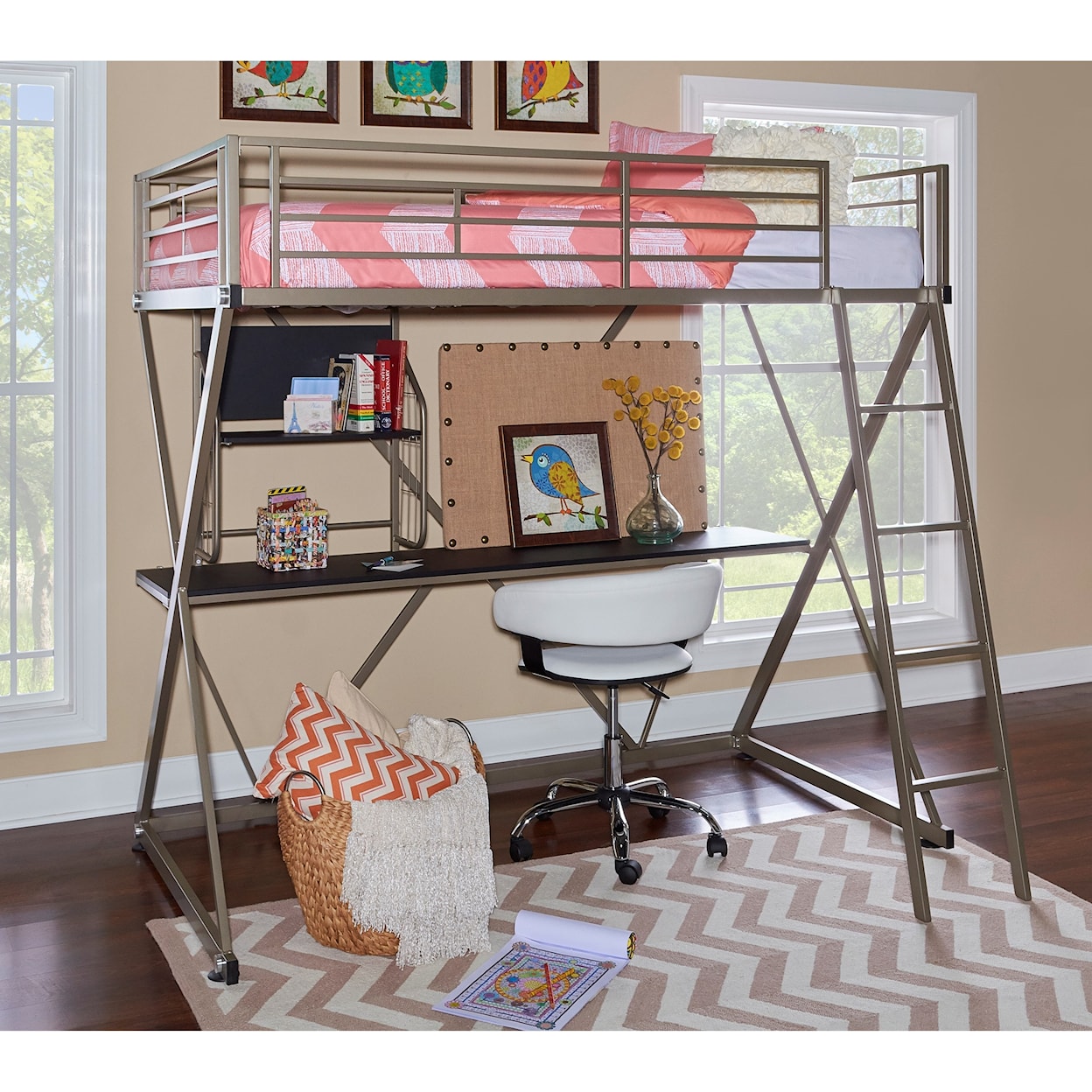 Powell Youth Beds and Bunks Pewter Z Loft bed