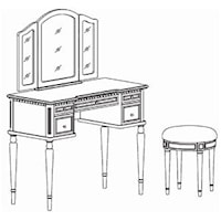 Vanity, Mirror and Stool Set