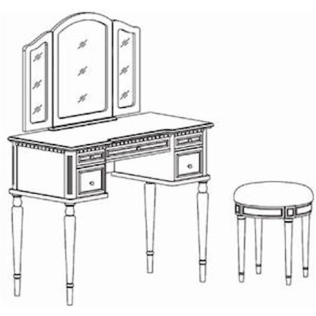 Vanity, Mirror and Stool Set