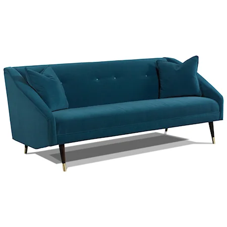 Finnick Retro Sofa with Conical Legs and Metal Ferrules
