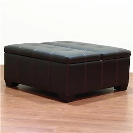 Tufted Leather Ottoman With Storage