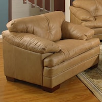 Casual Leather Upholstered Chair with Accent Stitching