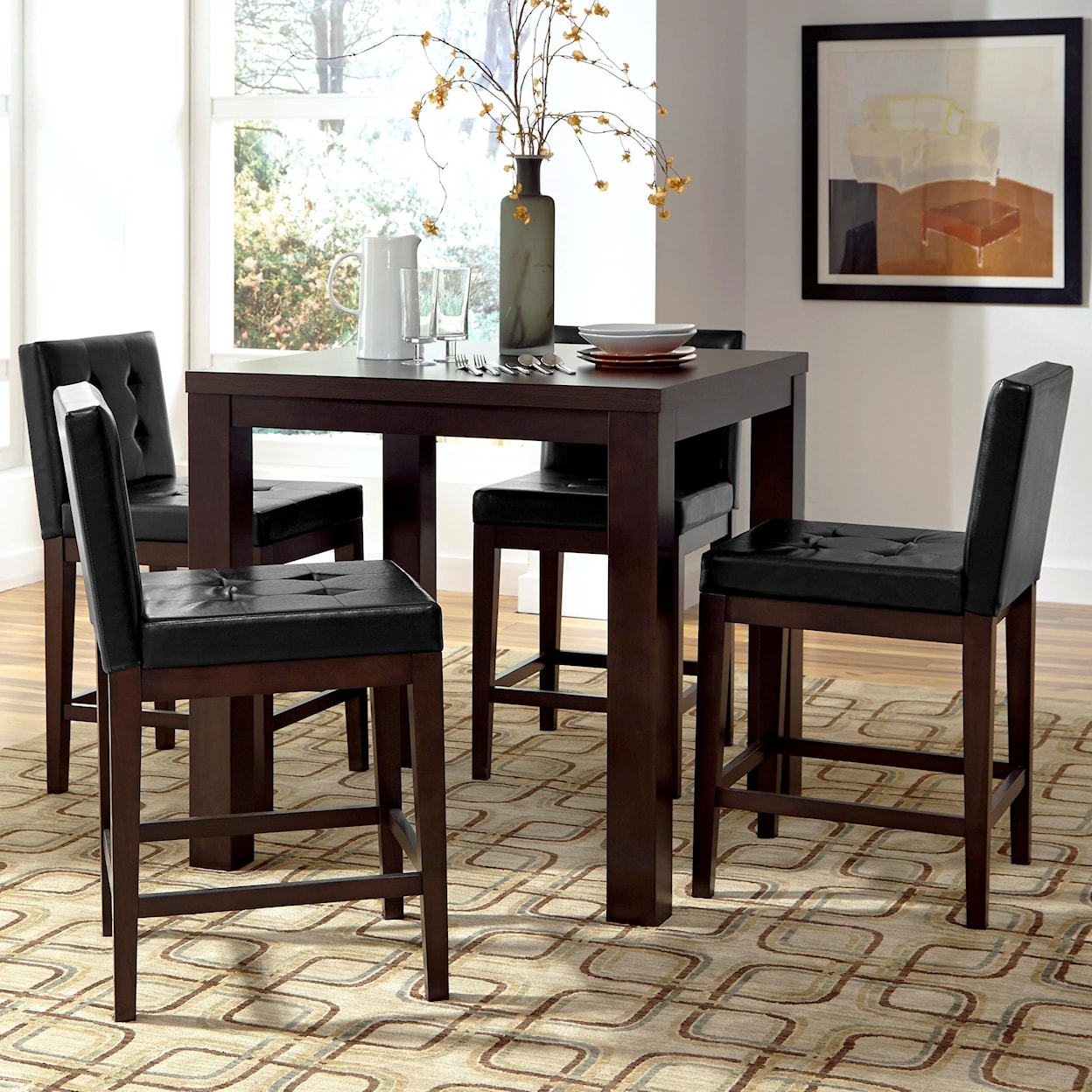 Carolina Chairs Athena 5-Piece Counter Square Dining Table Set