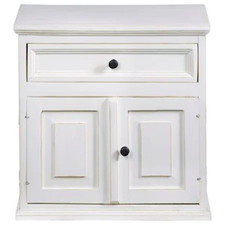 Cottage Style Nightstand with Cabinet and Drawer