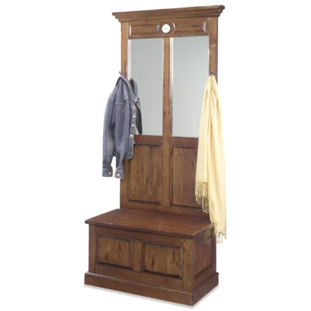 Traditional Clock Hall Tree with Mirrors and Storage Bench