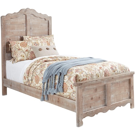 Cottage Twin Size Distressed Pine Bed