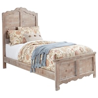 Cottage Twin Size Distressed Pine Bed