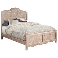 Cottage Queen Size Distressed Pine Bed