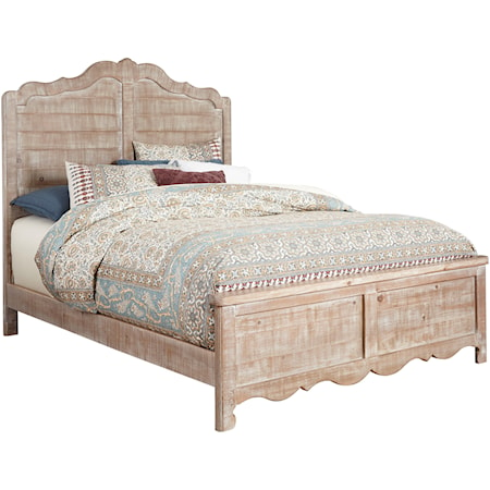 Cottage Queen Size Distressed Pine Bed