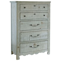 Cottage Distressed Pine 5-Drawer Chest