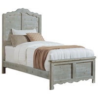 Cottage Twin Size Distressed Pine Bed