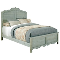 Cottage Queen Size Distressed Pine Bed