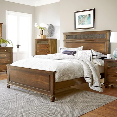 Transitional Queen Panel Bed with Bun Feet