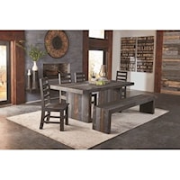6 Piece Rustic-Contemporary Dining Set with Bench