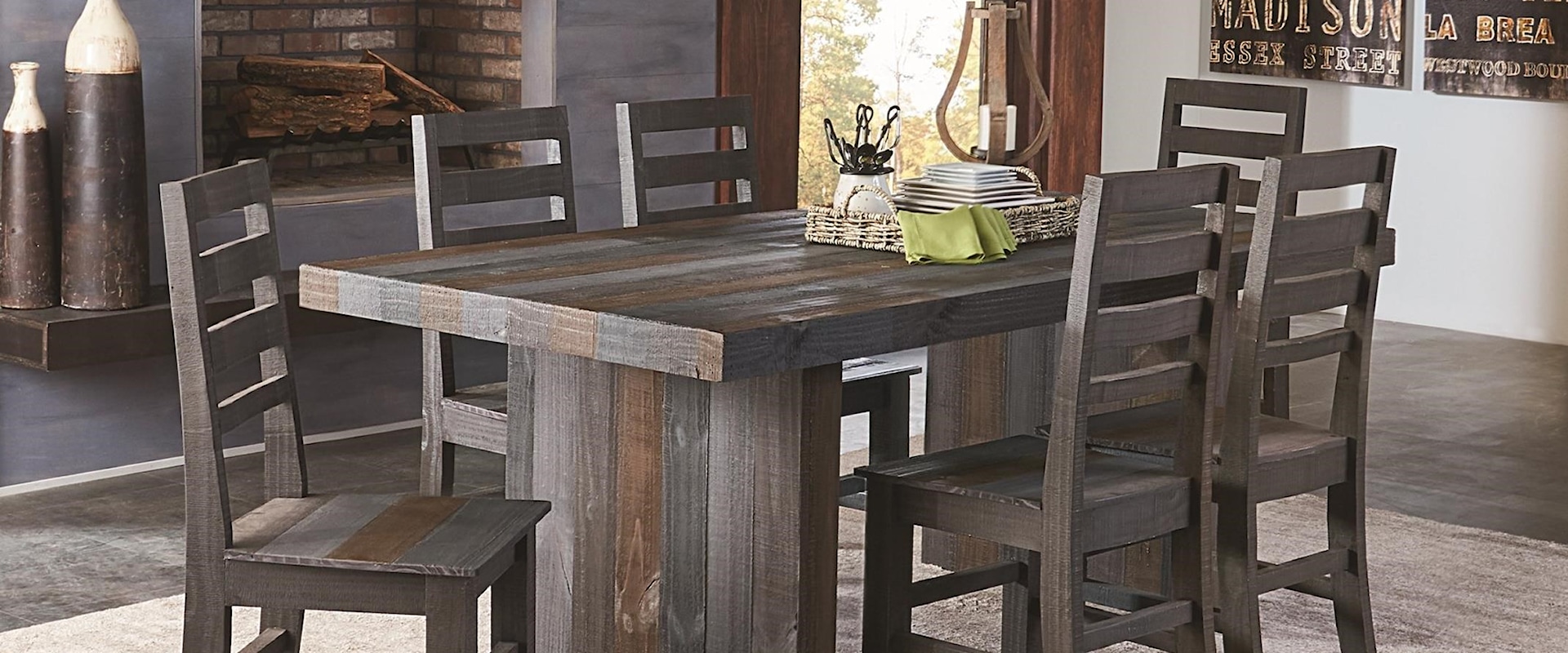 Rustic-Contemporary Seven Piece Dining Set