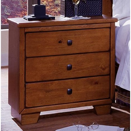 Casual Three Drawer Nightstand