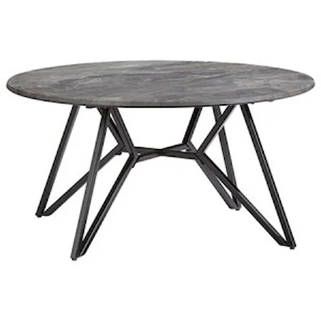 Round Cocktail Table with Faux Gray Granite Top