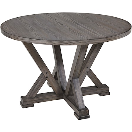 Relaxed Vintage Round Dining Table with Symmetrical Base