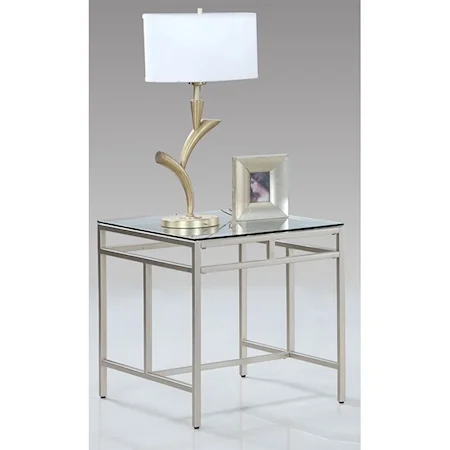 Contemporary Rectangular End Table with Glass Top