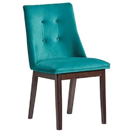 Tufted Upholstered Accent Side Chair in Jade Fabric