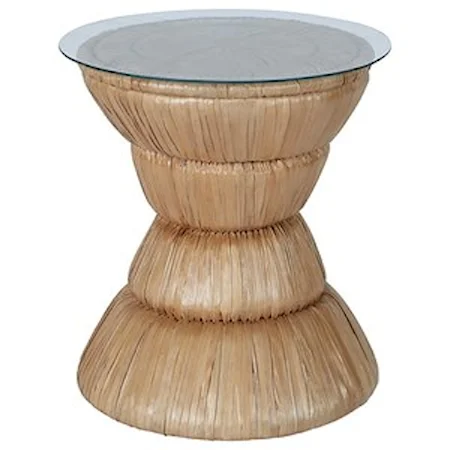 Tropical Accent Table/Stool with Tempered Glass Top