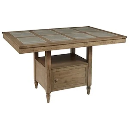 Transitional Tile Counter Height Pub Table with Storage 