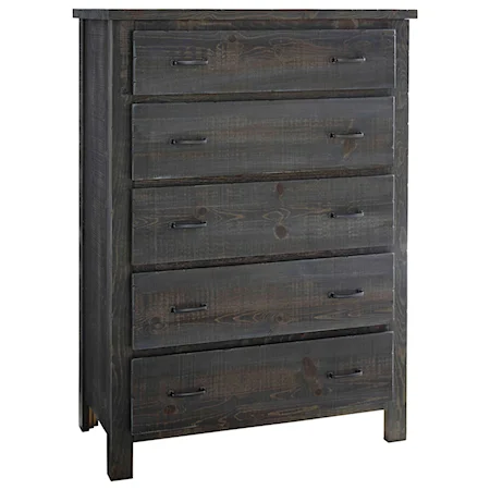 Transitional 5-Drawer Chest with Metal Drawer Guides