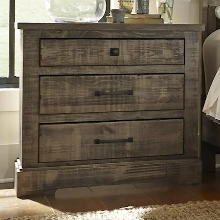 Rustic Pine Nightstand with 3 Drawers