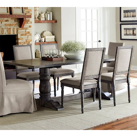 Rectangular Dining Table with Turned Pedestals