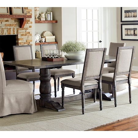 Rectangular Dining Table with Turned Pedestals