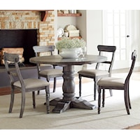 5-Piece Round Dining Table Set with Ladderback Chairs