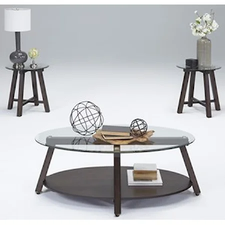 3-Piece Wood/Glass Occasional Table Set