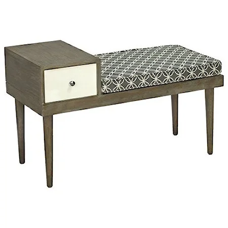 Transitional Accent Bench with Storage Drawer