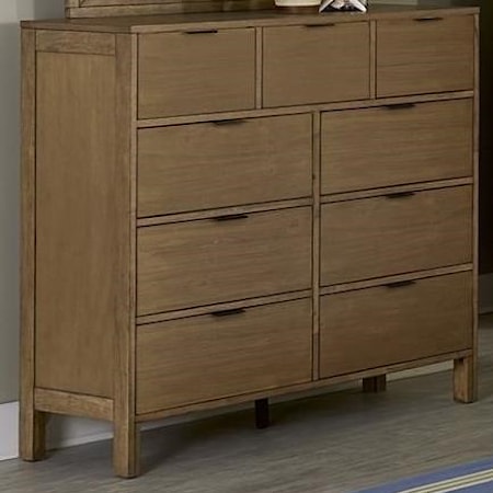 Transitional 9-Drawer Dresser with Framed Ends