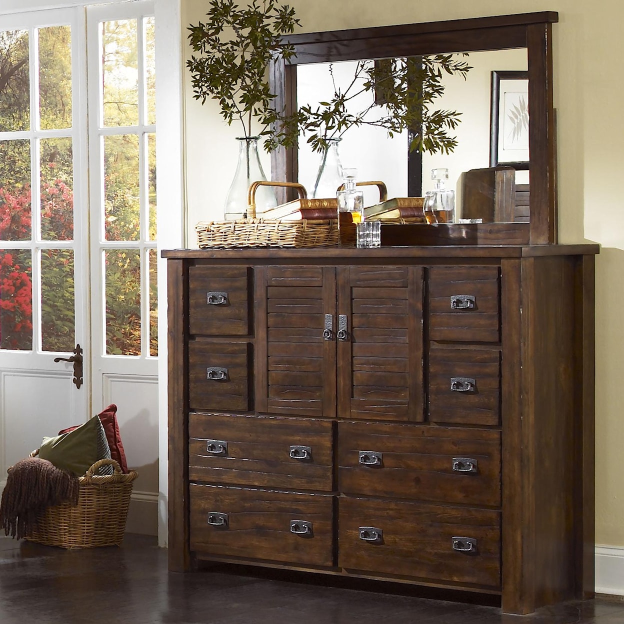 Progressive Furniture Trestlewood Dresser and Mirror