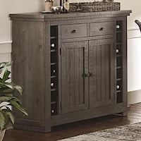 Rustic Style Server with Open Bottle Storage