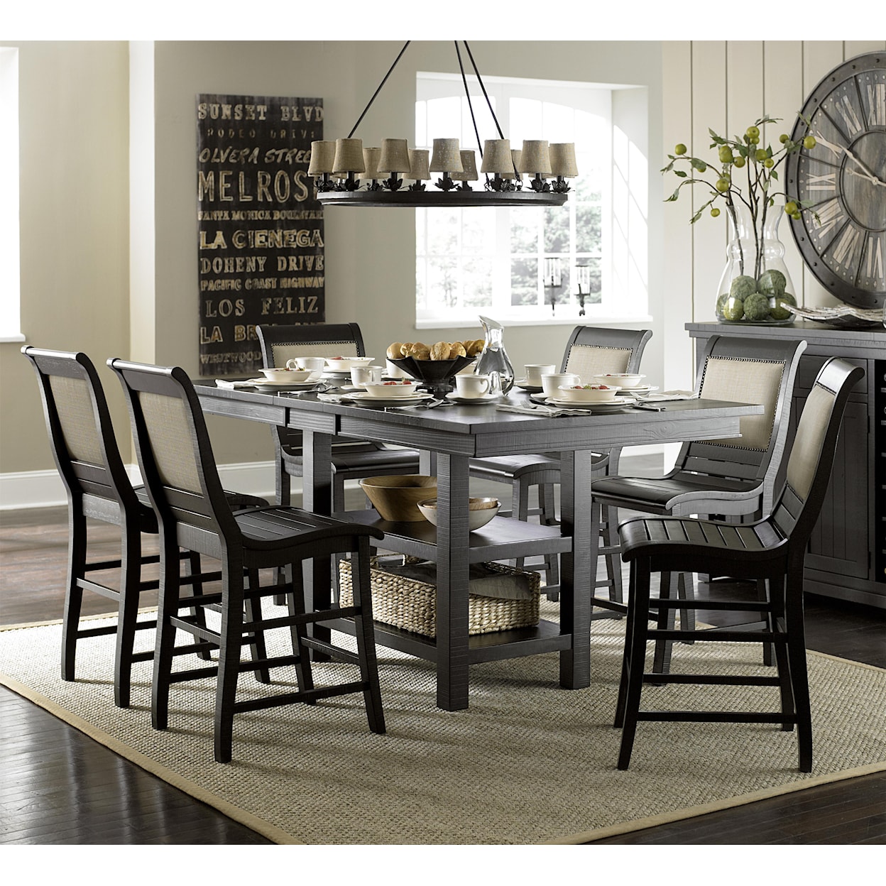 Carolina Chairs Willow Dining 7-Piece Rect. Counter Height Table Set