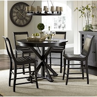 5-Piece Round Counter Height Table Set with Uph. Counter Chairs