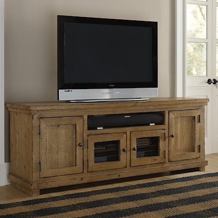 Rustic Large 74" Distressed Pine Media Console