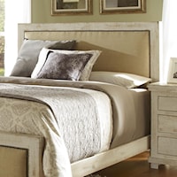 Queen Upholstered Headboard with Distressed Pine Frame
