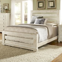 King Slat Bed with Distressed Pine Frame