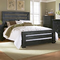 King Slat Bed with Distressed Pine Frame